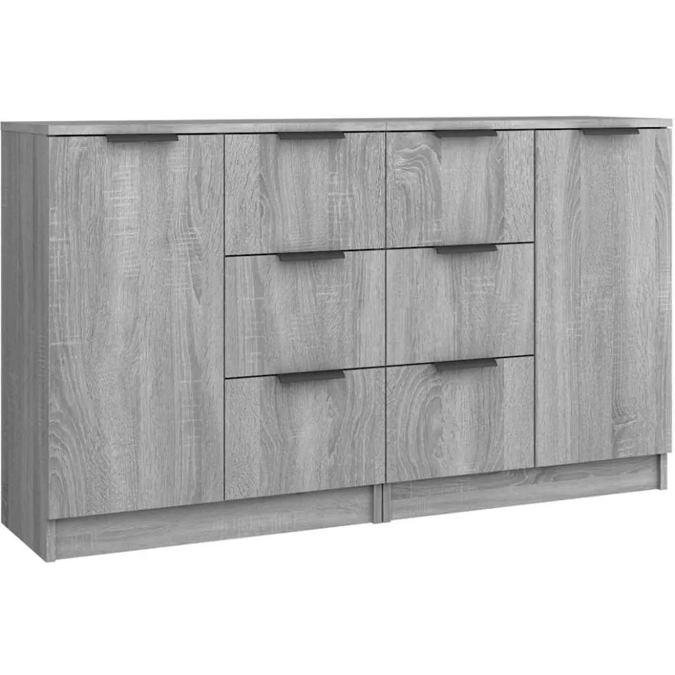 vidaXL Dressoirs 2 st 60x30x70 cm bewerkt hout grijs sonoma eiken