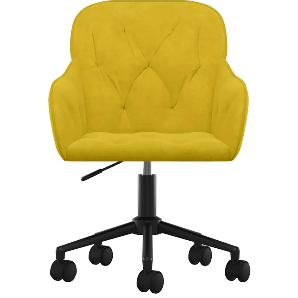 vidaXL Eetkamerstoelen draaibaar 2 st fluweel geel, foto 4