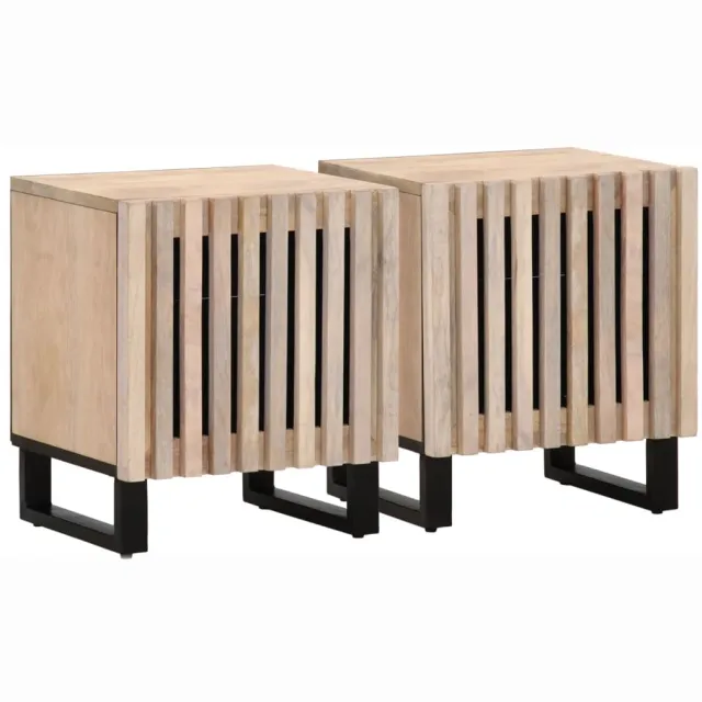 vidaXL Nachtkastjes 2 st 40x34x46 cm massief gebleekt mangohout Bruin