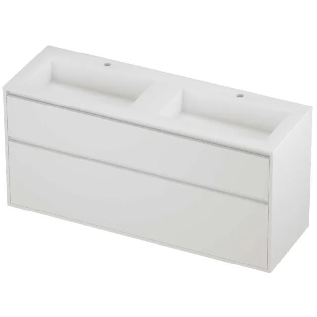 Proline Aristo Badmeubelset Polystone Elegant 2 Gaten 140x46x67 cm Mat Wit Mat White