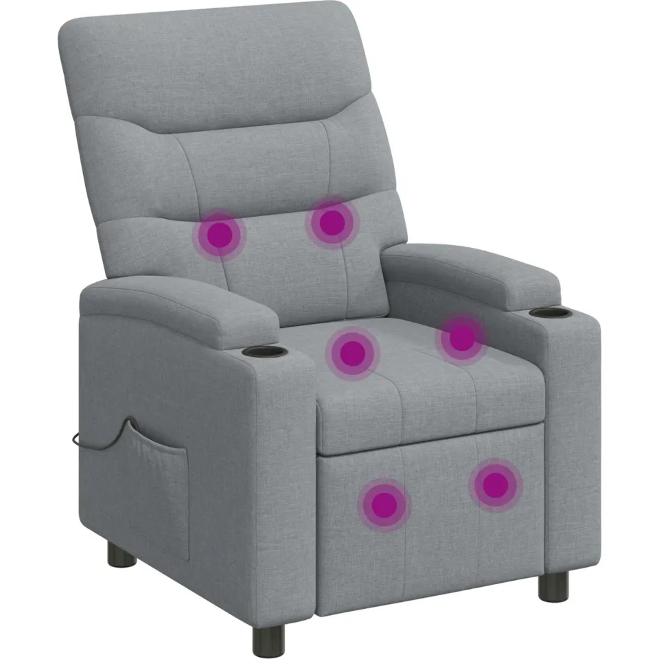vidaXL Massage-relaxstoel Lichtgrijs 75 x 95 x 103 cm Stof