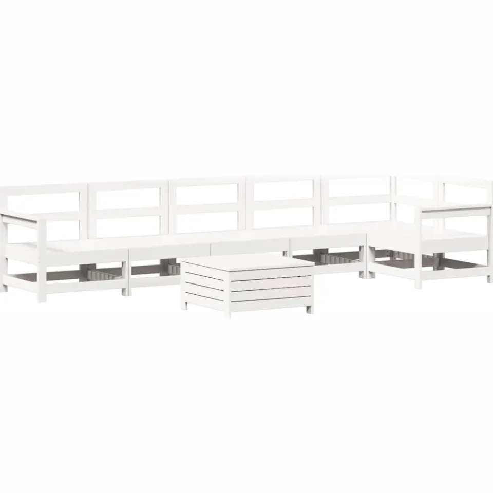 vidaXL 7-delige Loungeset massief grenenhout wit, foto 3