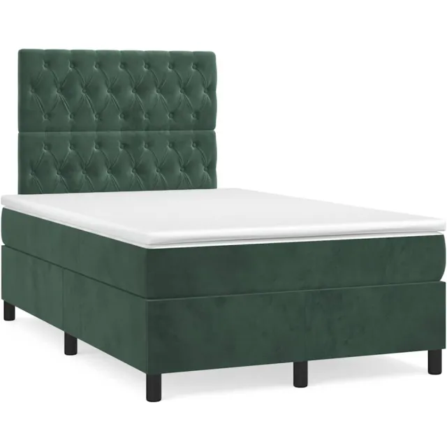 vidaXL Boxspring met matras fluweel donkergroen 120x190 cm groen