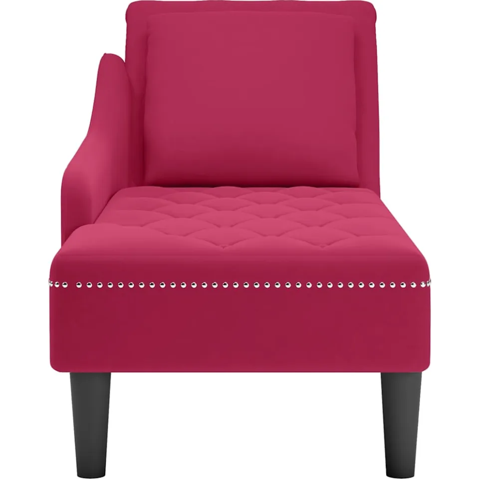 vidaXL Chaise longue met kussen en rechterarmleuning fluweel wijnrood