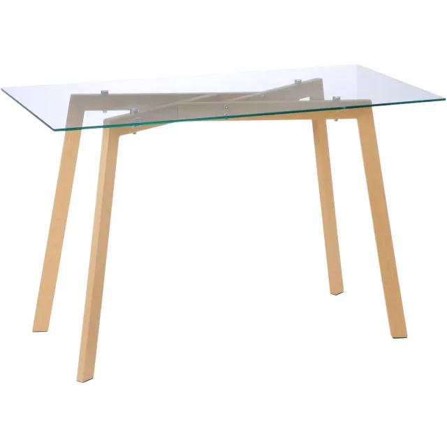 Atlasyx eettafel - Tafel - Keukentafel - Kleine - Glazen - 4 personen - Gehard glas - 120 x 60 x 76 cm - Transparant en naturel