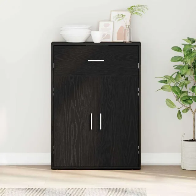 vidaXL Dressoir Zwart Eiken 60 x 30 x 84 cm Bewerkt hout, foto 2
