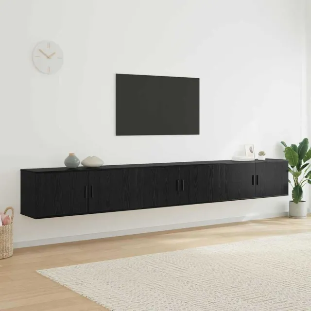 vidaXL Wandtv-kast Set 3 st 100 x 34,5 x 40 cm Zwart Eiken