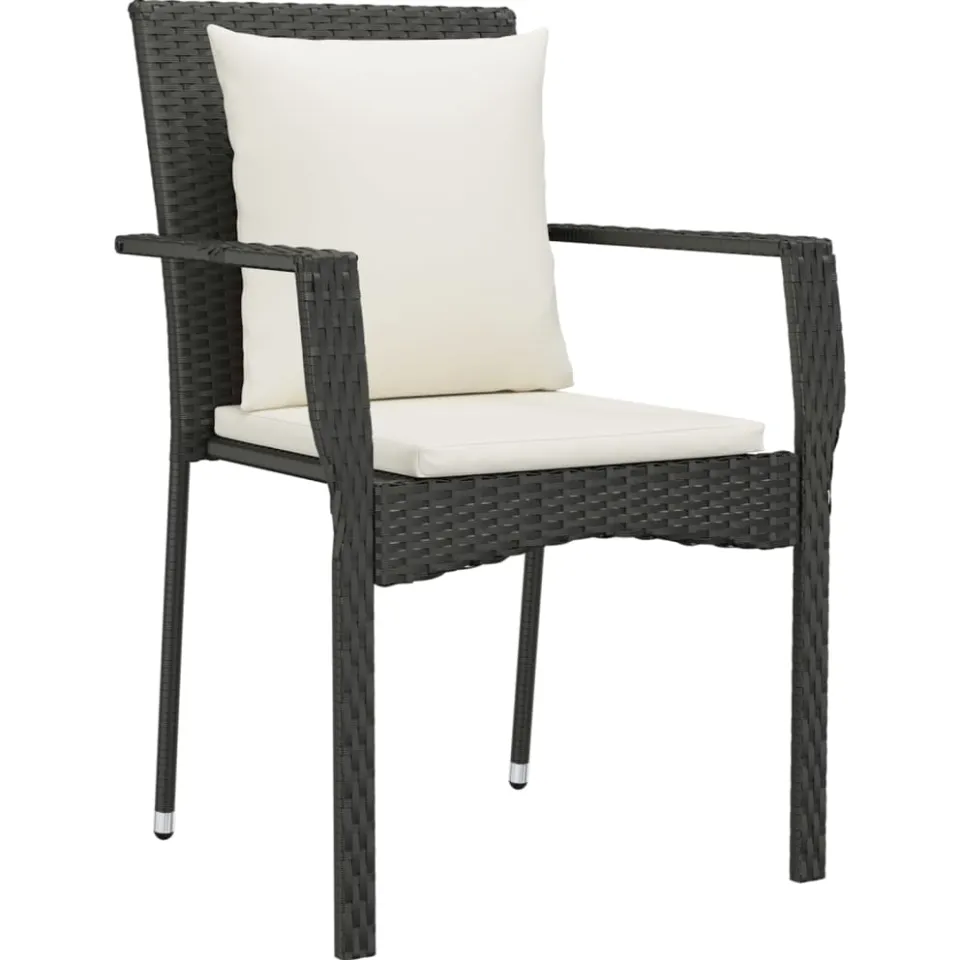 vidaXL Tuinstoelen 2 st met kussens poly rattan zwart