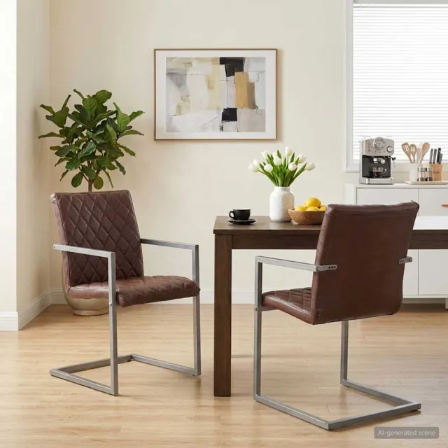 vidaXL Eetkamerstoelen 2 st echt leer bruin