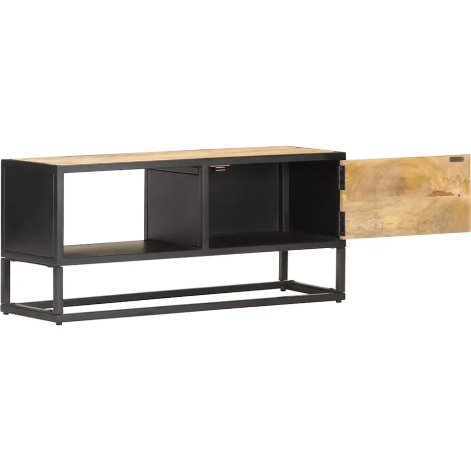 vidaXL Tv-meubel met bewerkte deur 90x30x40 cm ruw mangohout bruin, foto 3