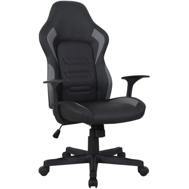Furnitex CX-1334M - Bureaustoel - Zwart met grijze accenten - Kunstleren bekleding - Kantelmechanisme