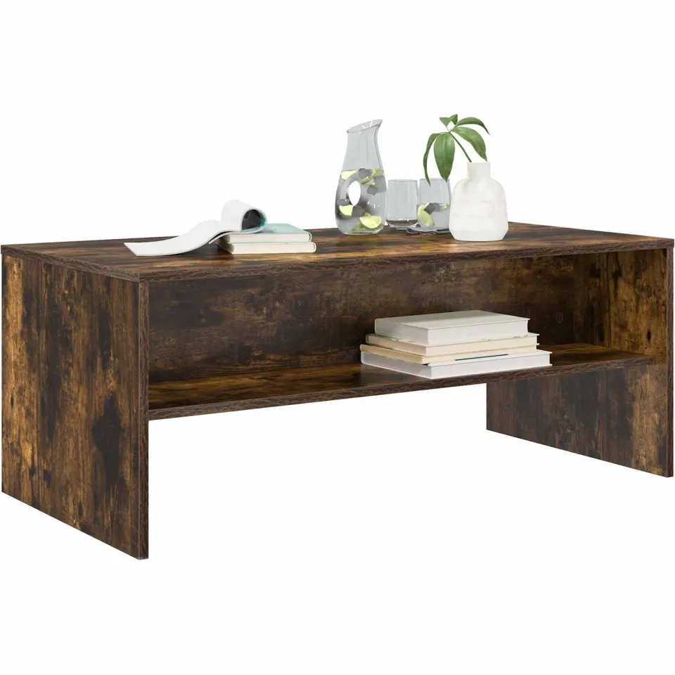 vidaXL Salontafel Gerookt eiken 100 x 50 x 40 cm Bewerkt hout