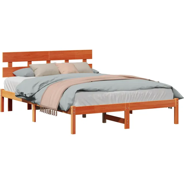 vidaXL Bedframe met hoofdeinde Bruin 150 x 200 cm Massief grenenhout