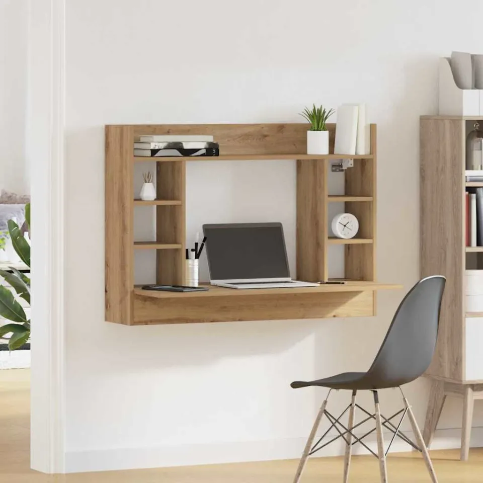 vidaXL Aan de muur bevestigd bureau artisanaal eikenkleurig, foto 4
