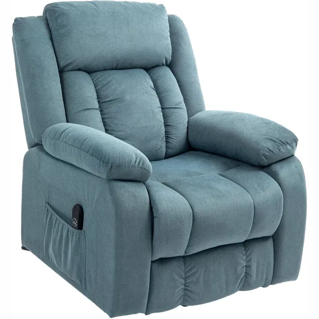 GranMaison Massagestoel - Relaxfauteuil - Zetel - Sta op stoel elektrisch - Stof - 1 persoons - Met armleuning - Zeer comfortabel - Elektrisch - Blauw