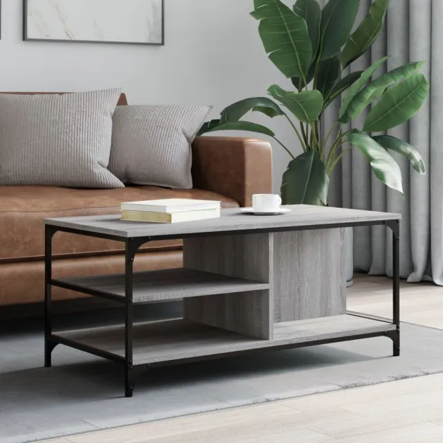 vidaXL Salontafel 100x50x45 cm bewerkt hout grijs sonoma, foto 2