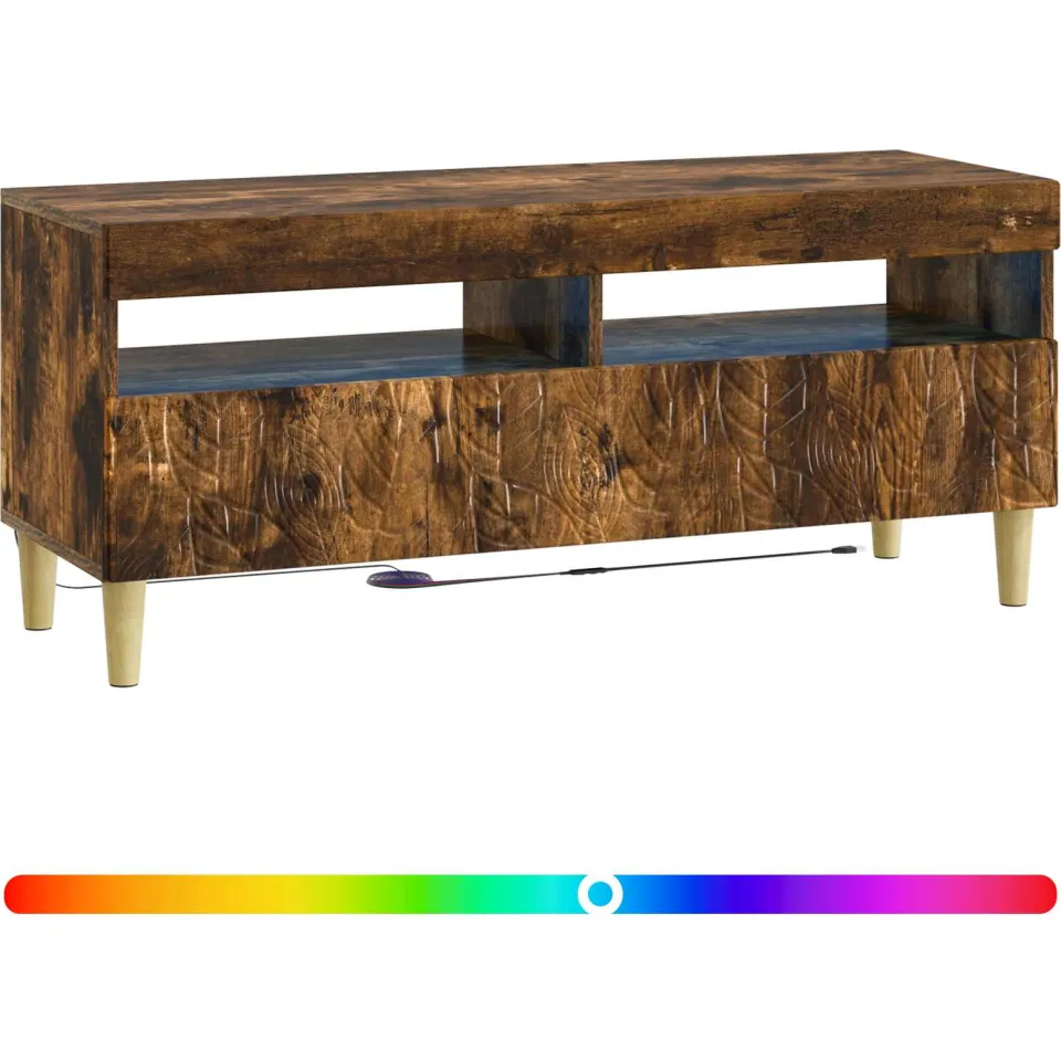 vidaXL LED tv-meubel Gerookt eiken Bewerkt hout, foto 3