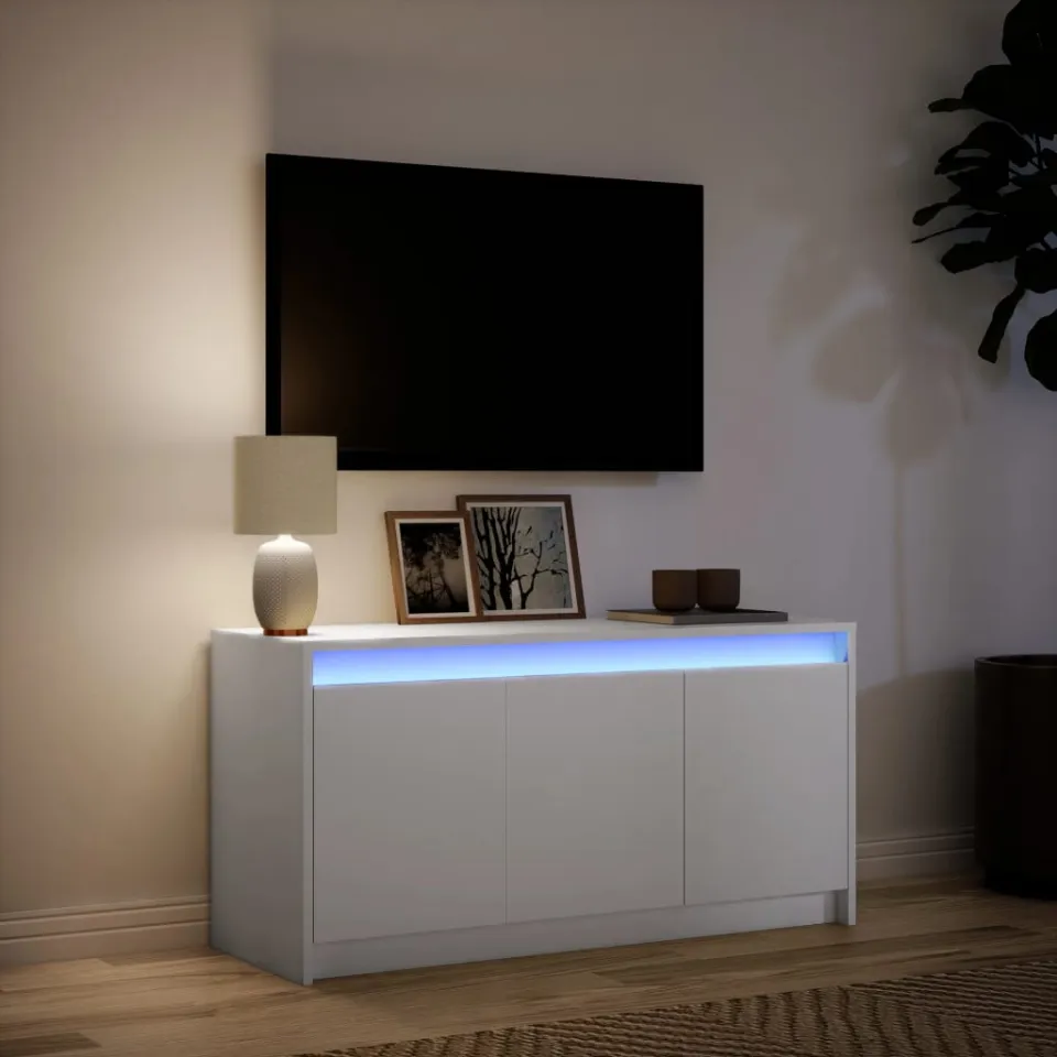 vidaXL Tv-meubel met LED 100x34x50 cm bewerkt hout wit, foto 4