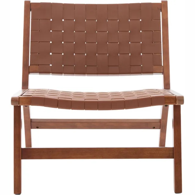 in& out door furniture Apart verpakte stoel in moderne stijl met gevlochten oppervlak, vrijetijdsstoel in ruitpatroon, met houten frame, geschikt voor zowel binnen- als buitengebruik (bruin)