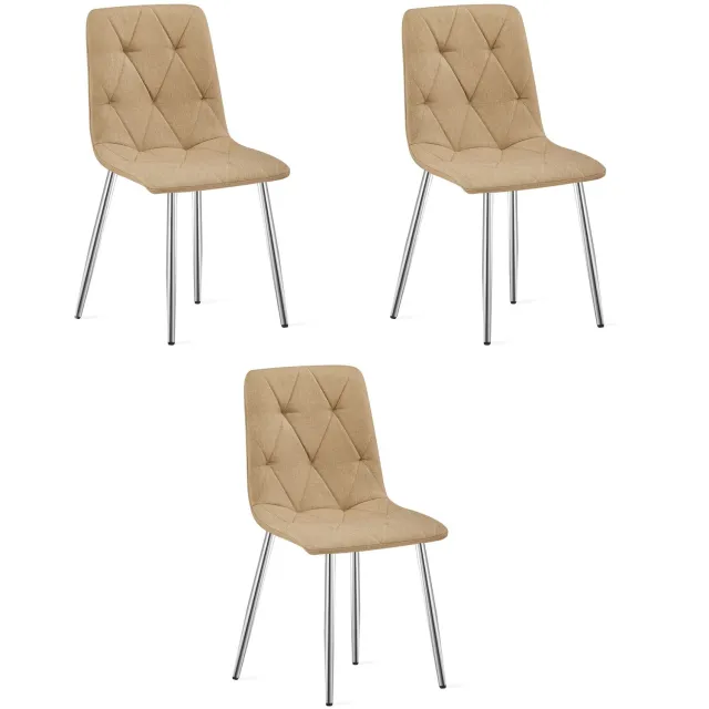 LEOBERT LIBRA Eetkamerstoelen – Set van 3 – Groen Stof – Metalen Poten – Comfortabele Gestoffeerde Zitting – Modern Design – Voor Woonkamer, Keuken en Eetkamer – Max. 110 kg per Stoel