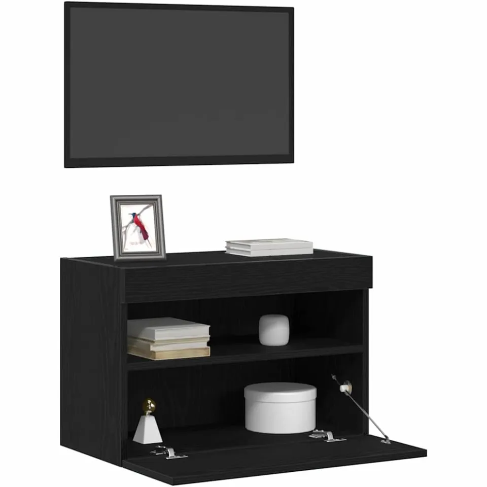 vidaXL TV Wandkast 2 st Zwart eiken Bewerkt hout, foto 3