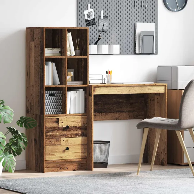 vidaXL Bureau Oudhout 125,5 x 40 x 127 cm 2 st Bruin