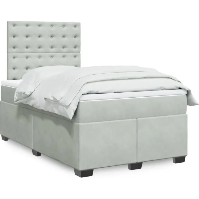 vidaXL Boxspring met matras fluweel lichtgrijs 120x200 cm grijs