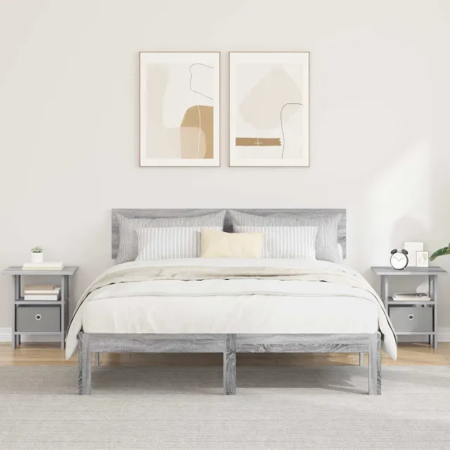 vidaXL Nachtkastje 2 st Grijs Sonoma 41 x 40 x 45 cm Bewerkt hout, foto 2