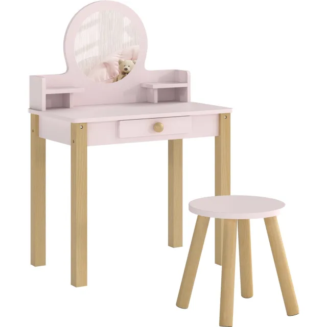 AIYAPLAY Kaptafelset voor kinderen - MDF, grenenhout - 55 x 34 x 82 cm - Roze