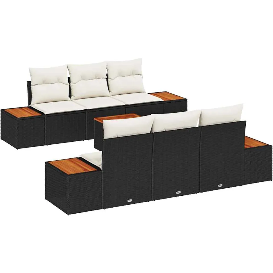 vidaXL Tuin Sofa Set 7 st Zwart Poly riet
