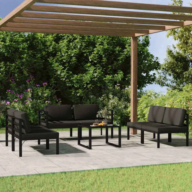 vidaXL 7-delige Loungeset met kussens aluminium antracietkleurig, foto 2