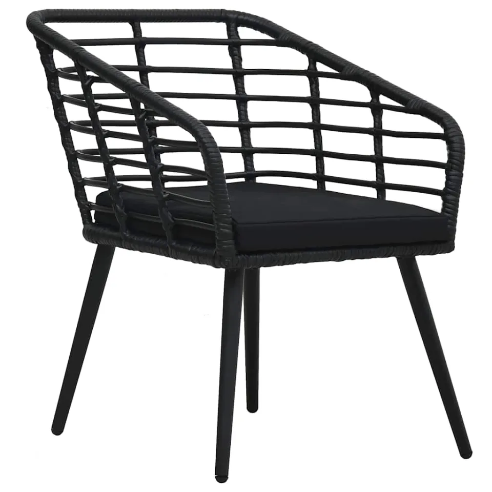 vidaXL 3-delige Bistroset poly rattan zwart, foto 3