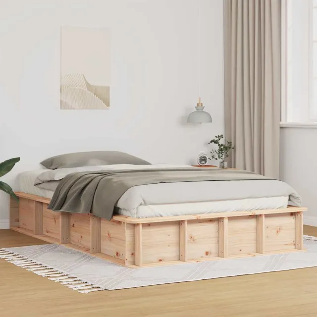vidaXL Bedframe Bruin 140 x 190 cm Massief grenenhout