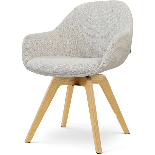 Nolon Noor-Mae draaibare eetkamerstoel beige gemêleerd - houten onderstel