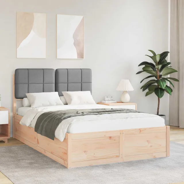 vidaXL Bedframe met Gevoerd Hoofdgedeelte Lichtgrijs 120 x 190 cm