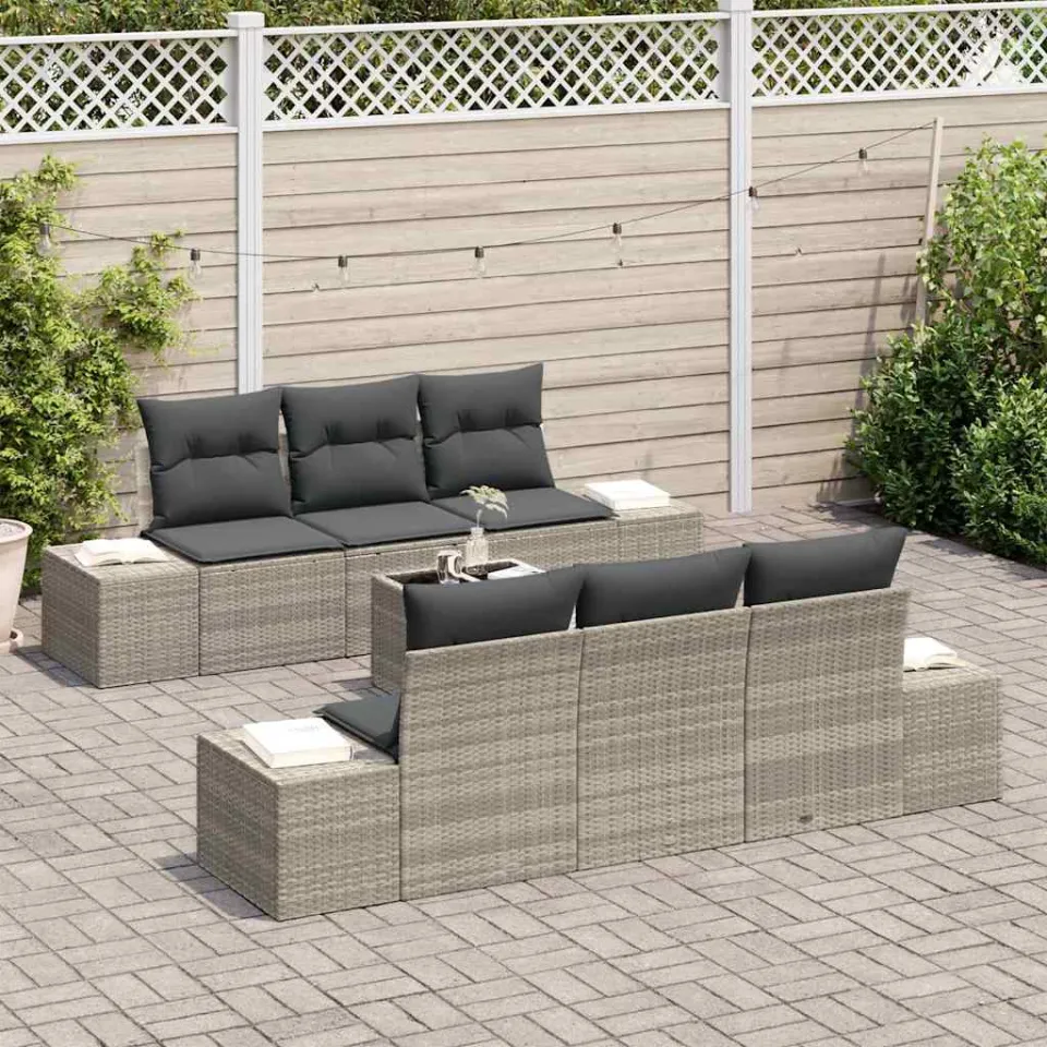 vidaXL Tuin Sofa Set 8 st Licht Grijs en Donker Grijs poly rattan, foto 2