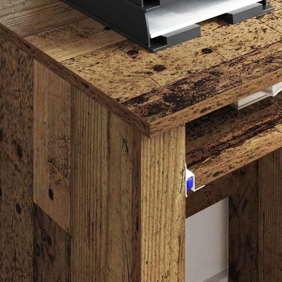 vidaXL Bureau met Wielen Oud Hout 91 x 50 x 77 cm Bewerkt hout bruin, foto 4