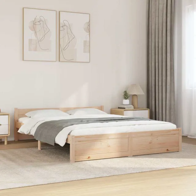 vidaXL Bedframe massief hout 135x190 cm bruin