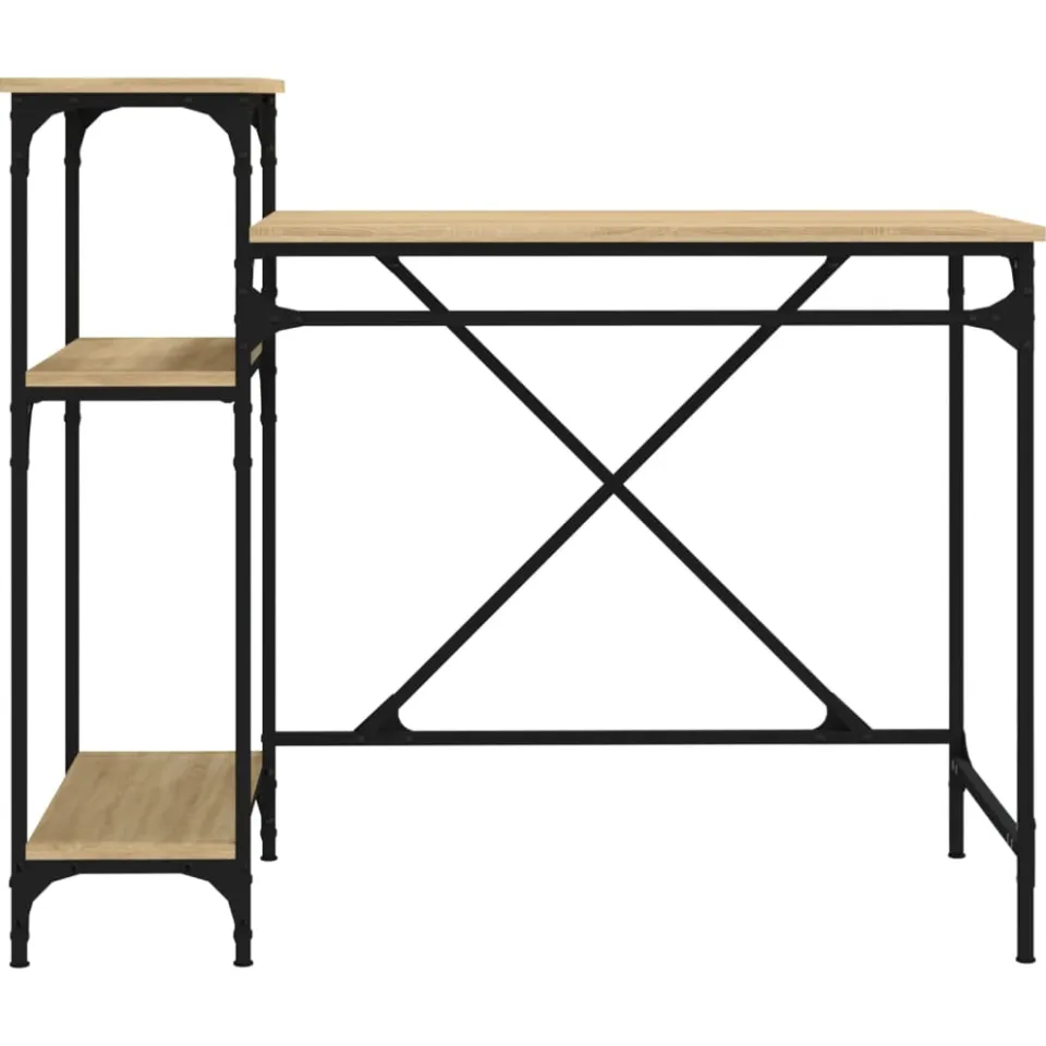 vidaXL Bureau schappen 105x50x90 bewerkt hout en ijzer sonoma eiken, foto 4
