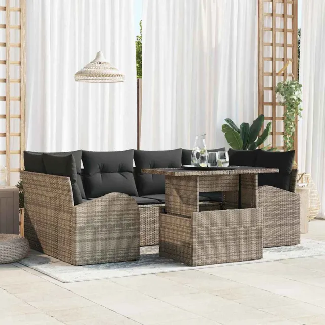 vidaXL Tuin Sofa Set 7 st Grijs poly rattan, foto 2