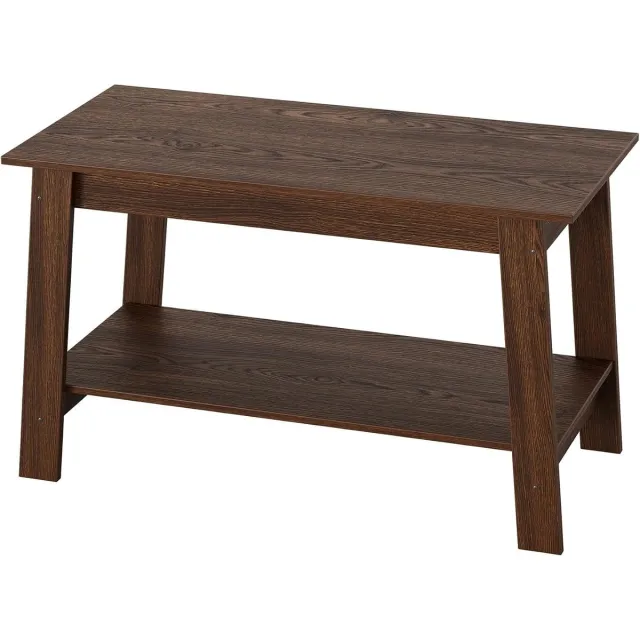 Triumpunpre Rustieke salontafel met 2 niveaus- bijzettafel- salontafel voor de woonkamer- geschikt voor kleine ruimtes- woonkamer of kantoor- MDF + PB- licht walnoot