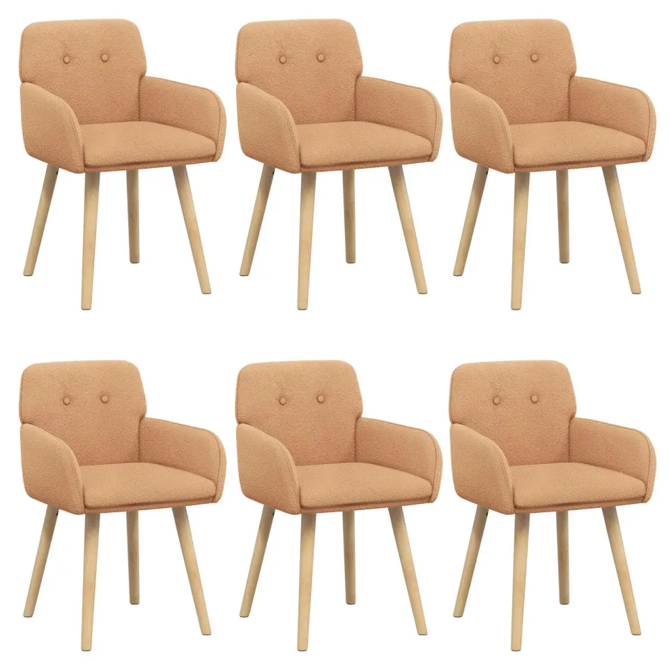 vidaXL Eettafelstoelen 6 st Bouclé Beige 59 x 56,5 x 85 cm, foto 3