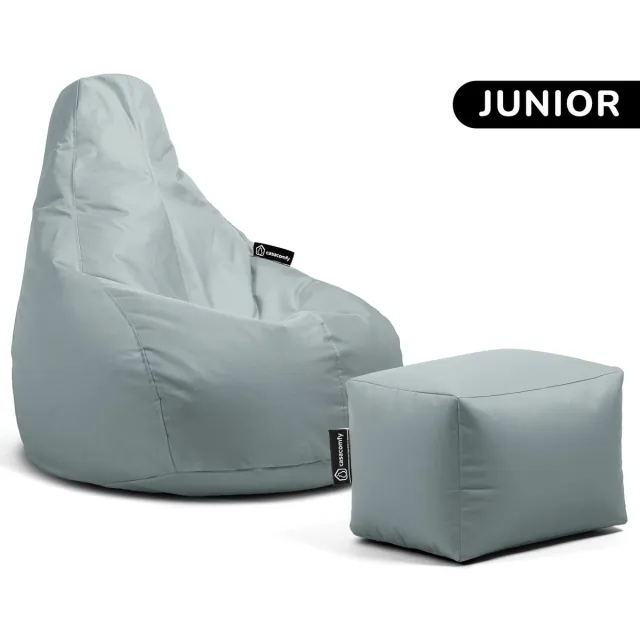 Casacomfy Premium Junior - Complete Zitzak met Voetenbankje - Voor Kinderen - Waterafstotend - Binnen & Buiten - Grijs Grijs + voetbankje