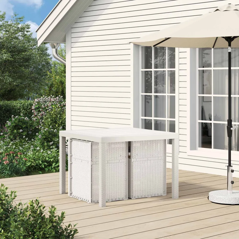 vidaXL Tuin eettafelset 3 st Wit en Taupe PP, foto 3