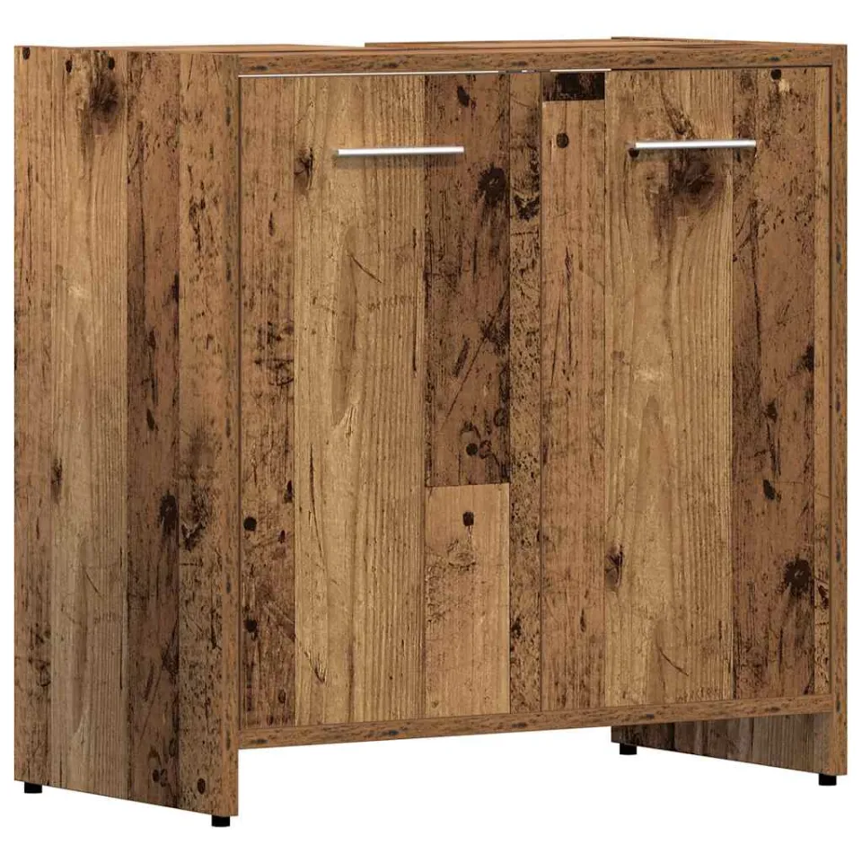 vidaXL 4-delige Badkamermeubelset bewerkt hout oud houtkleurig bruin, foto 4