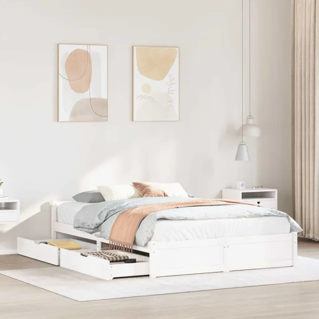 vidaXL Bedframe zonder matras massief grenenhout wit 150x200 cm