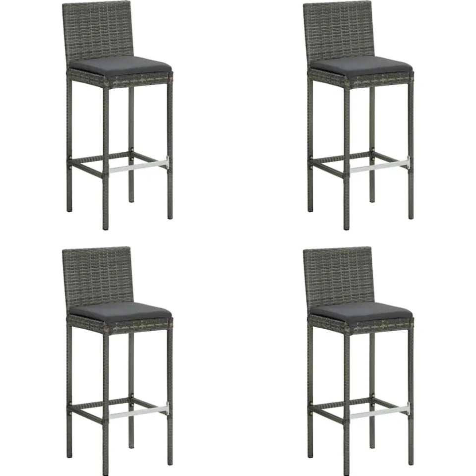 vidaXL 5-delige Tuinbarset met kussens poly rattan grijs, foto 3