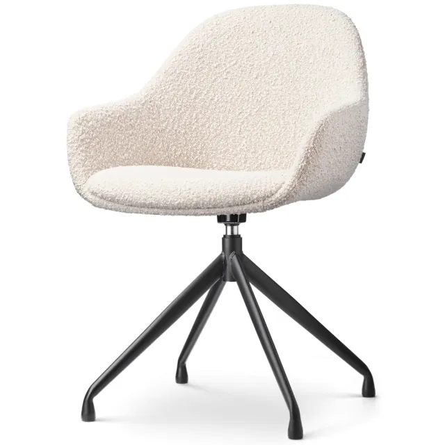 Nolon Nola-Mae draaibare eetkamerstoel bouclé beige - zwart onderstel
