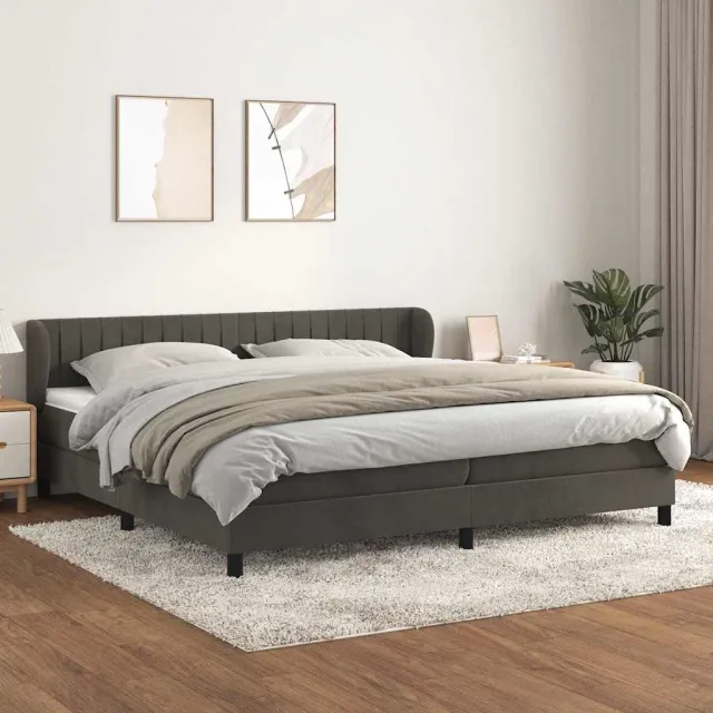 vidaXL Boxspring met matras fluweel donkergrijs 200x200 cm grijs