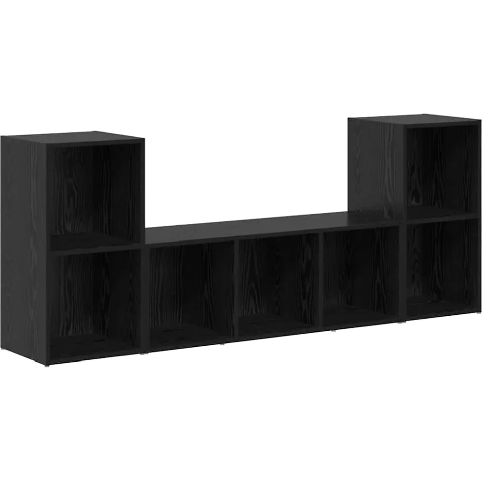 vidaXL Tv-meubelset 3 st 107 x 35 x 37 cm Zwart, foto 3